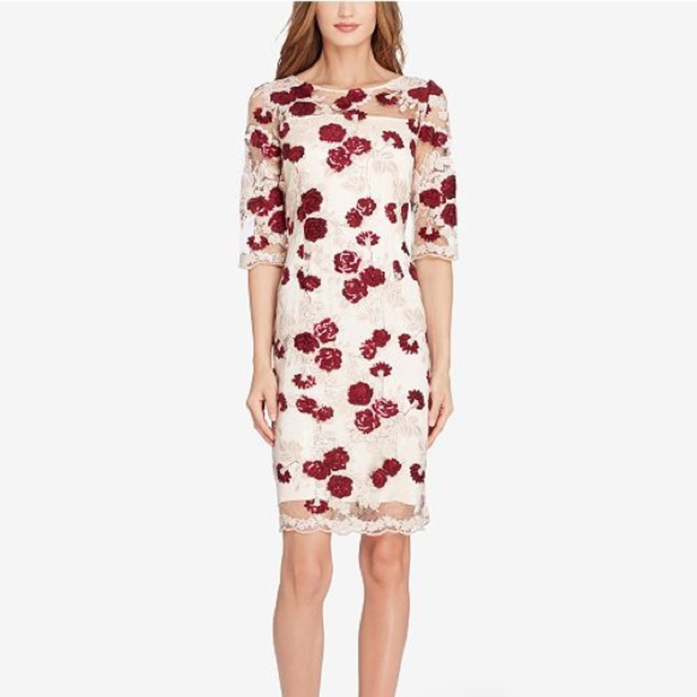Tahari lace and sequin rose dress